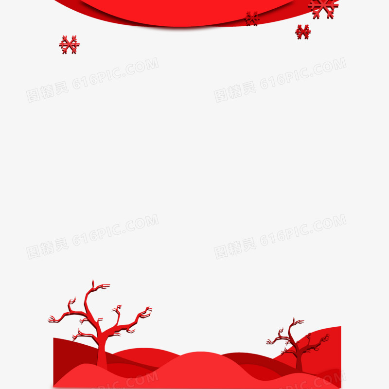圣诞卡通红色节日手绘边框