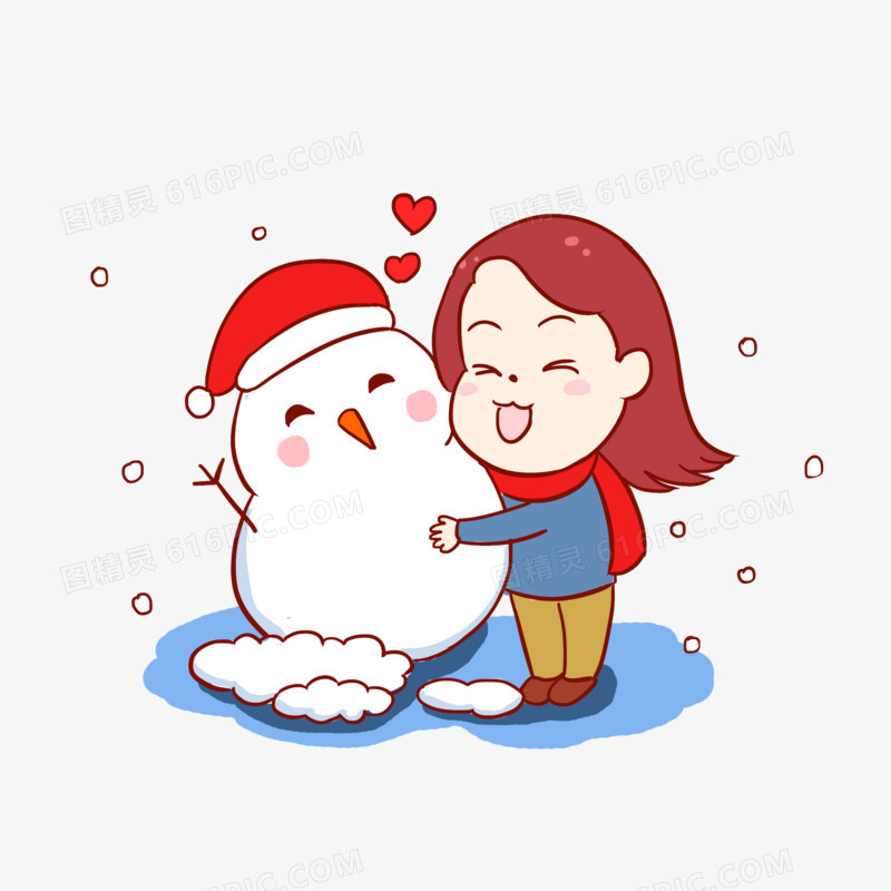 冬季场景小雪/大雪节气习俗手绘卡通元素