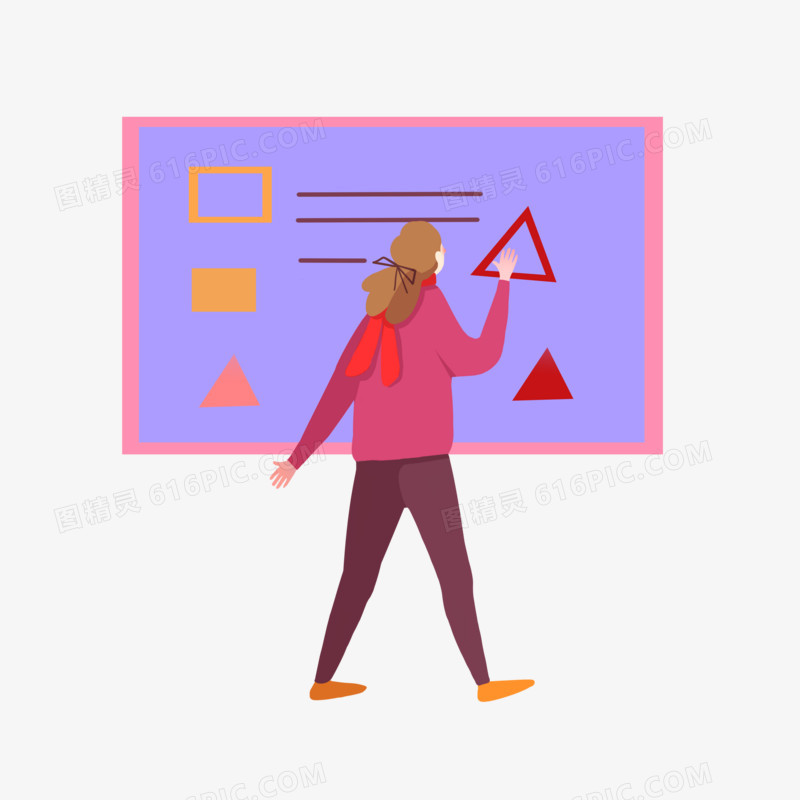 手绘商务主题之在分析报告的女职员