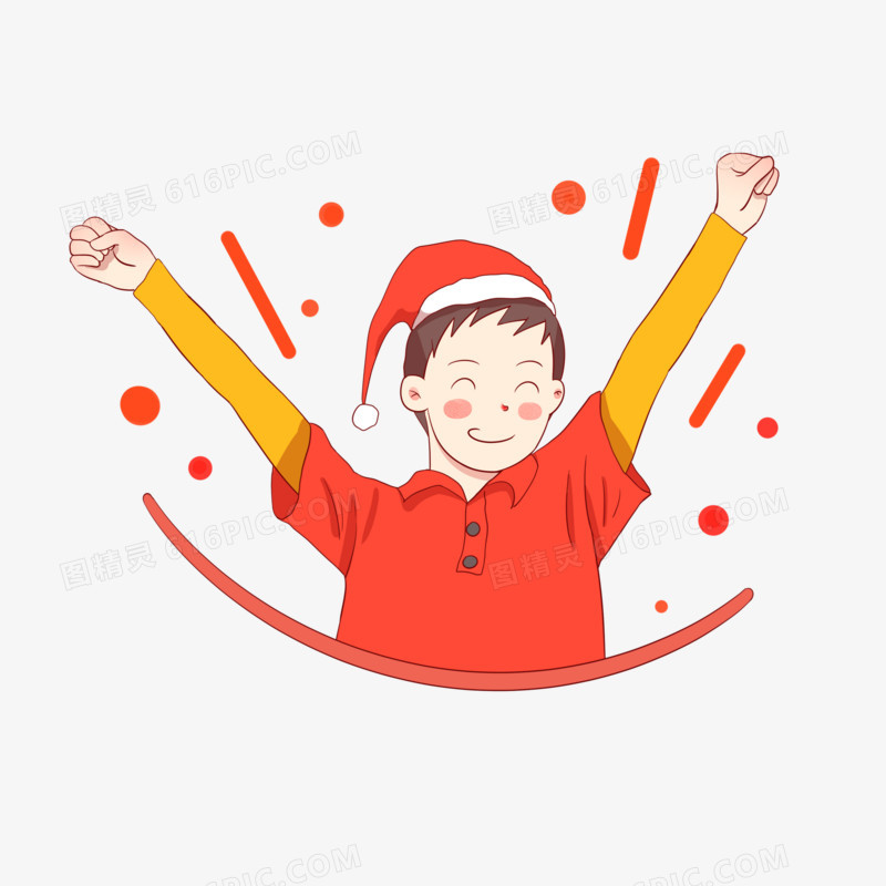 手绘开心过圣诞的男孩
