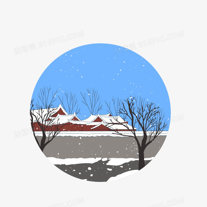 手绘冬季场景之雪景
