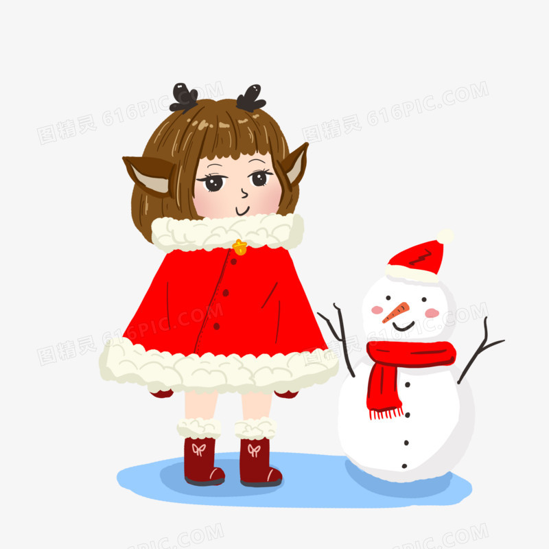冬季小雪卡通人物可爱女孩元素