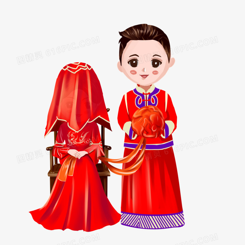 手绘新婚夫妇素材