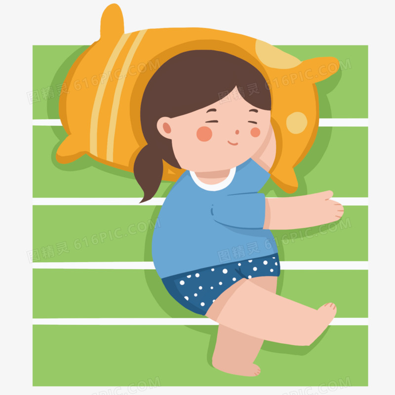 夜晚女孩睡眠元素