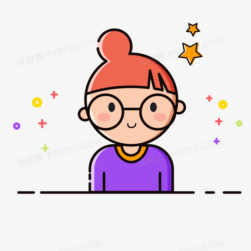 ai矢量mbe风格可爱小女孩png免抠