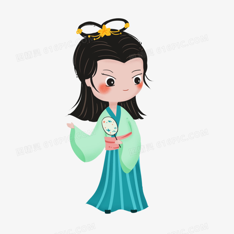 手持团扇的古风女孩