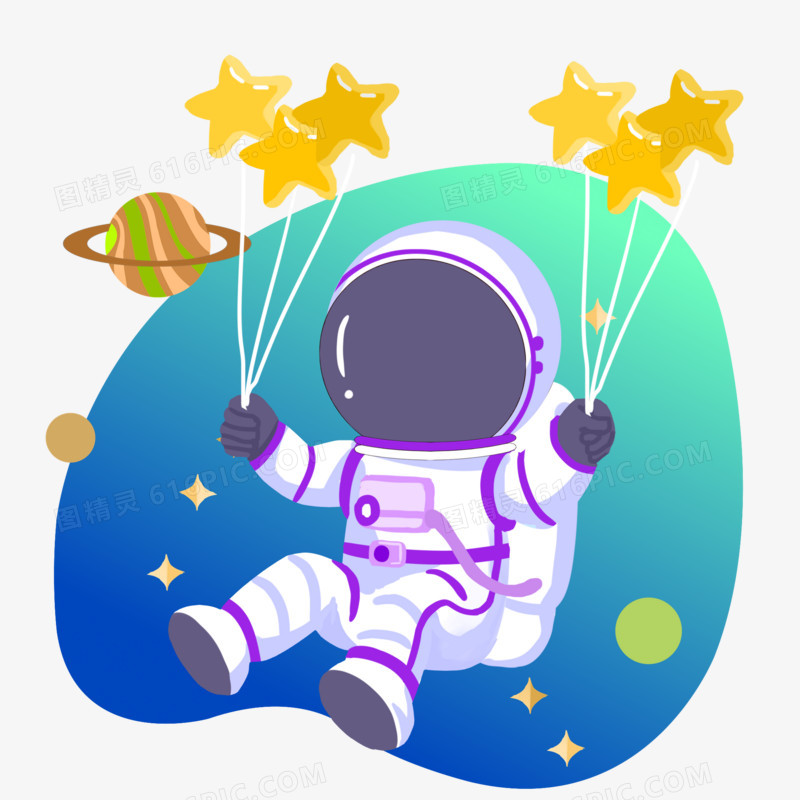手绘太空漫步星空素材