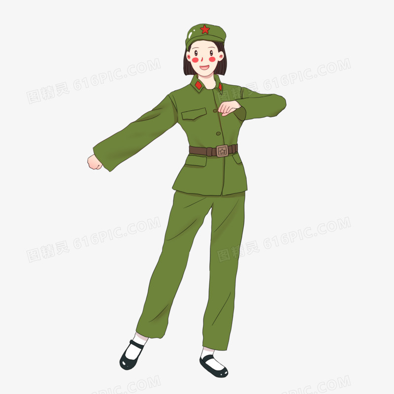 手绘表演节目的女文艺兵素材