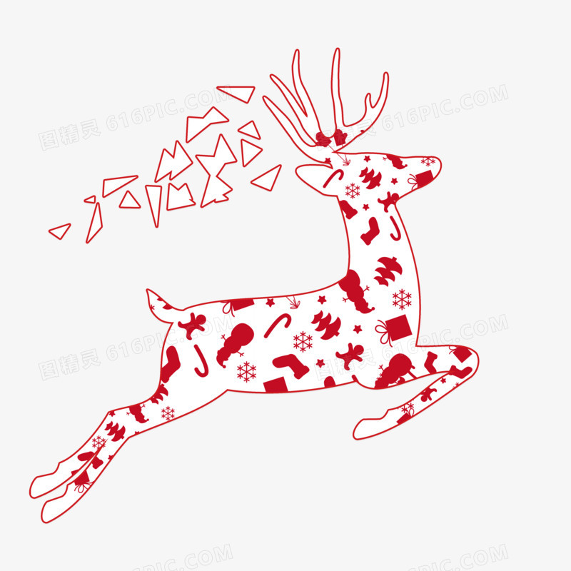创意组合圣诞节麋鹿插画设计