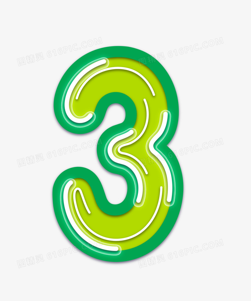 绿色清新数字3字体设计