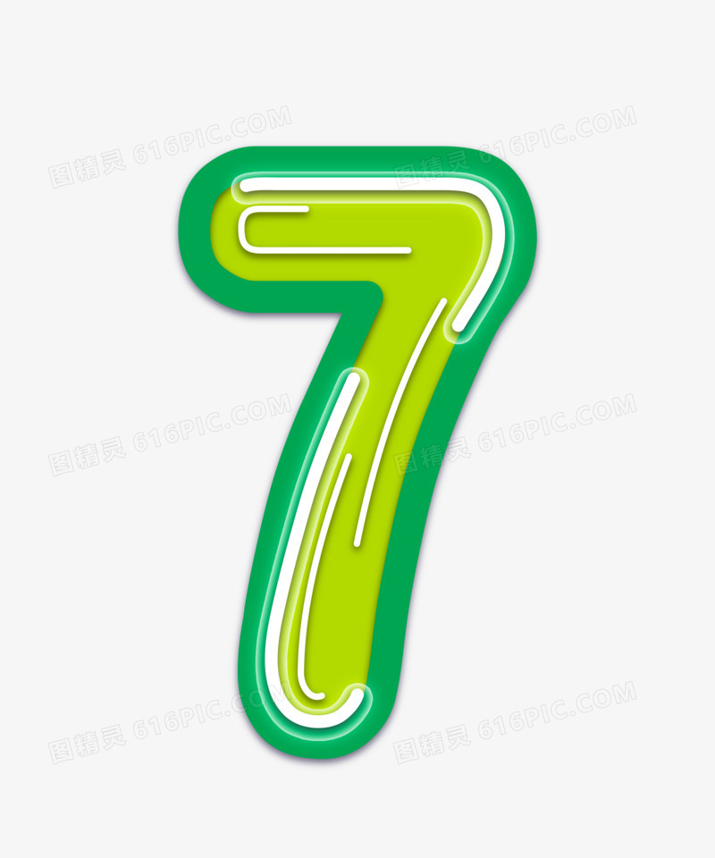 绿色清新数字7 字体设计