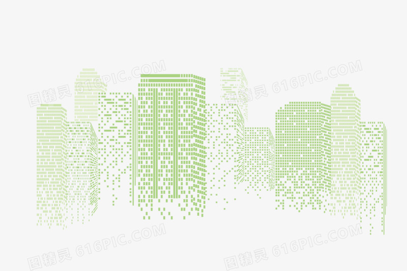 绿色粒子科技城市建筑元素