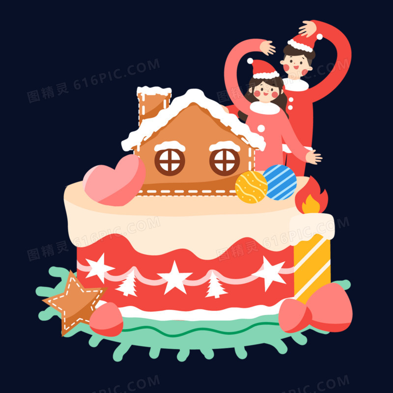 卡通手绘圣诞甜点蛋糕元素