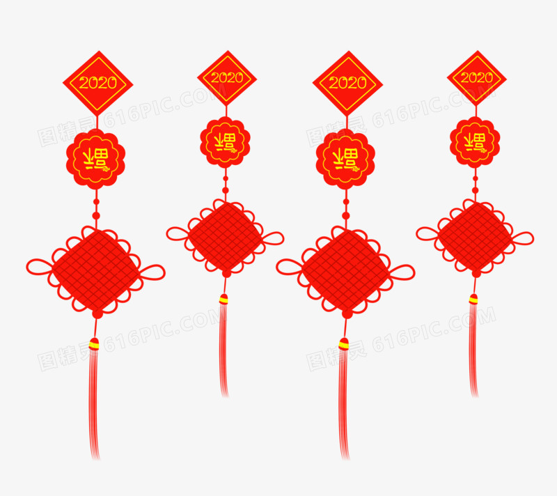 手绘卡通新年装饰中国结