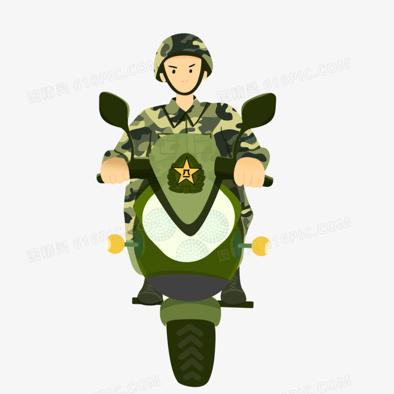 卡通创意大阅兵军人骑车形象设计