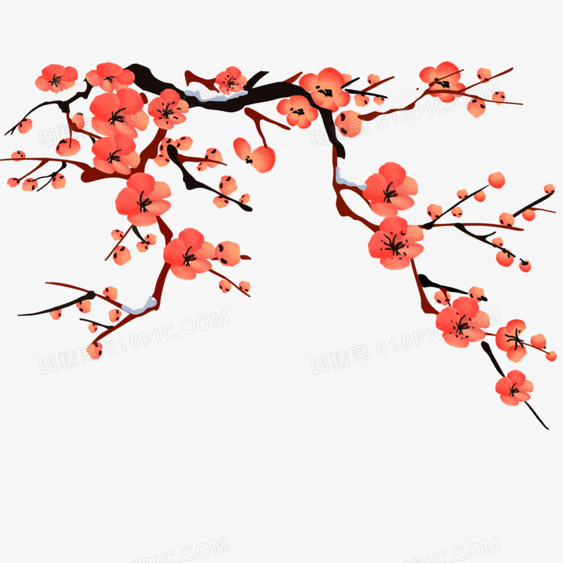 卡通红色新年喜庆元素花卉装饰