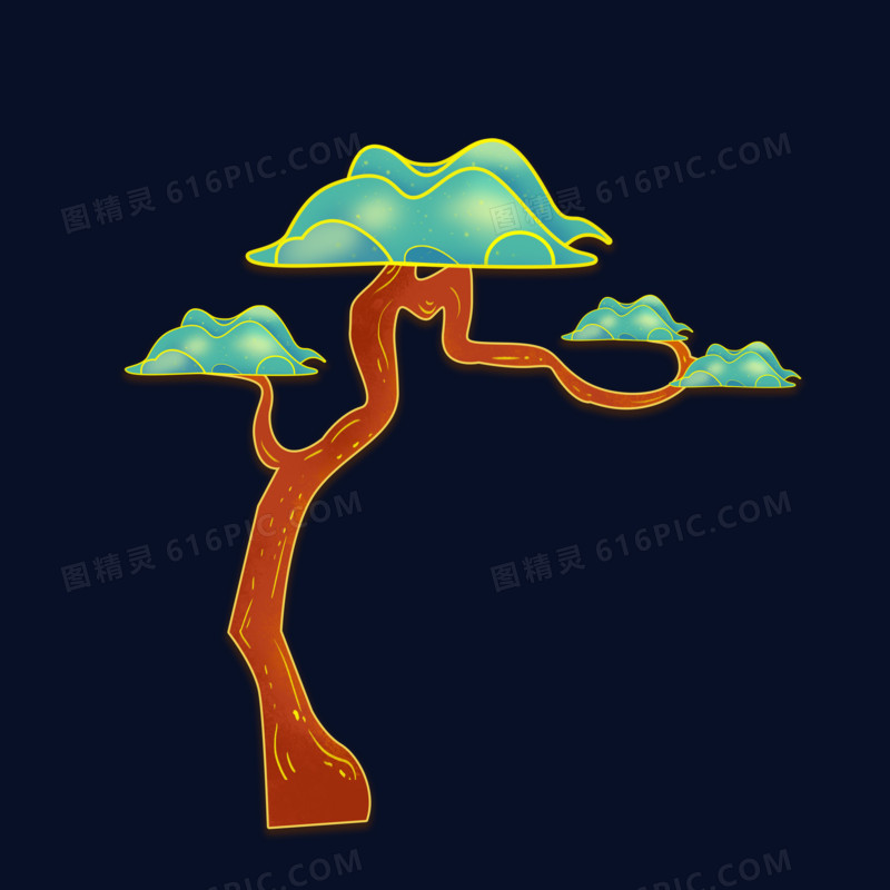 创意中国风松树手绘设计