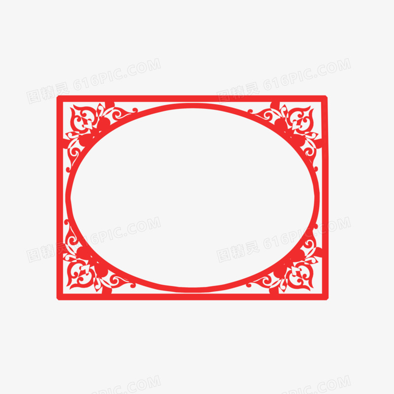 红色传统中式横版边框素材