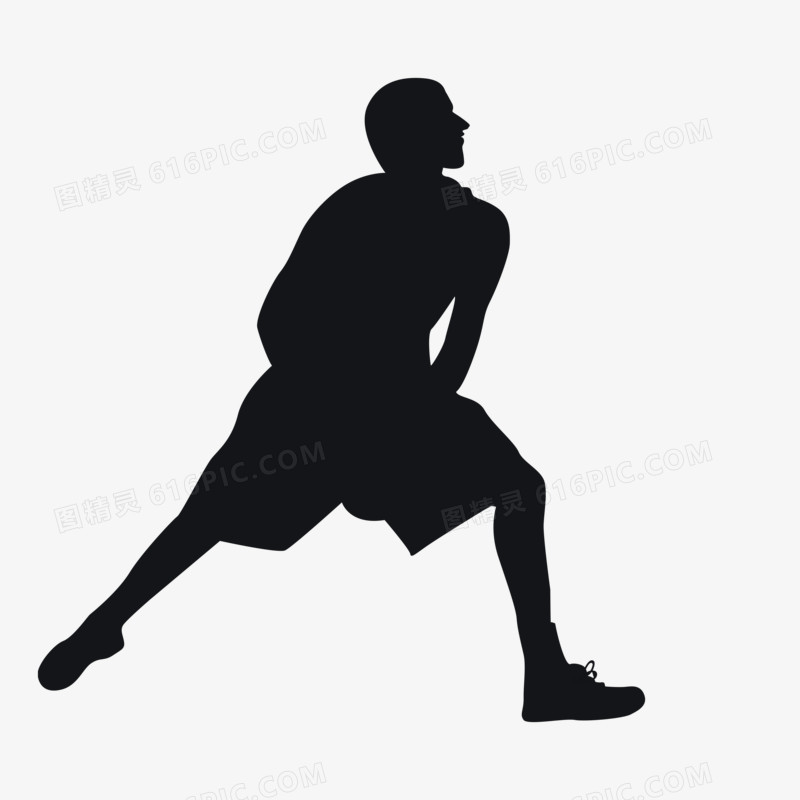 黑色人物剪影打篮球手绘设计