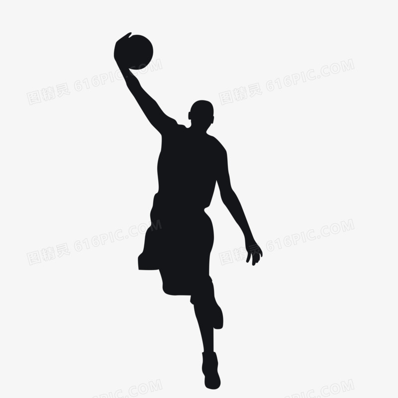 运动人物剪影打篮球手绘设计