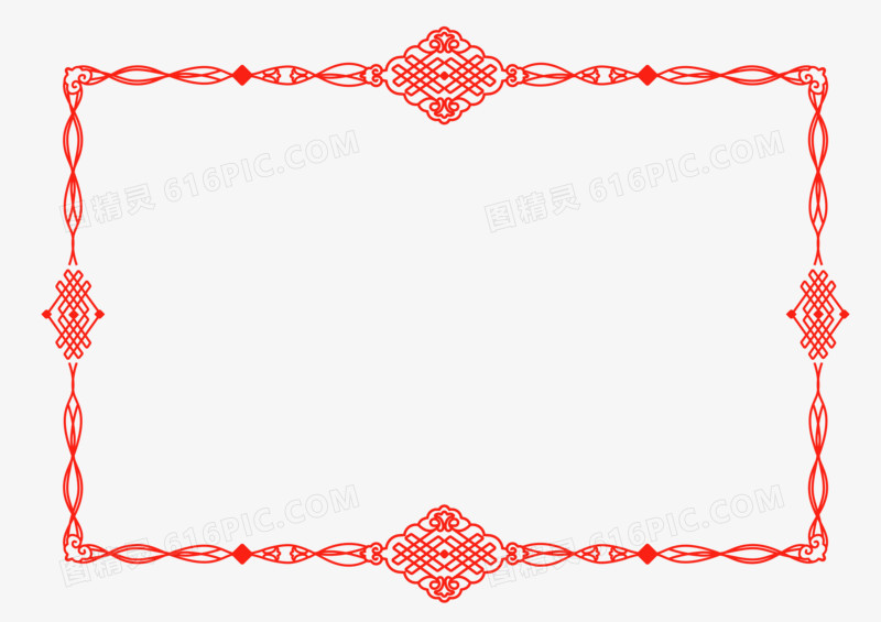 大红色中国风扁平手绘简约大气正式边框对话框设计元素