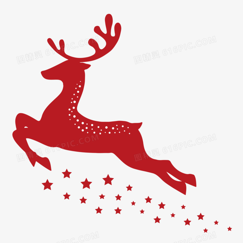 圣诞节驯鹿跳跃剪影