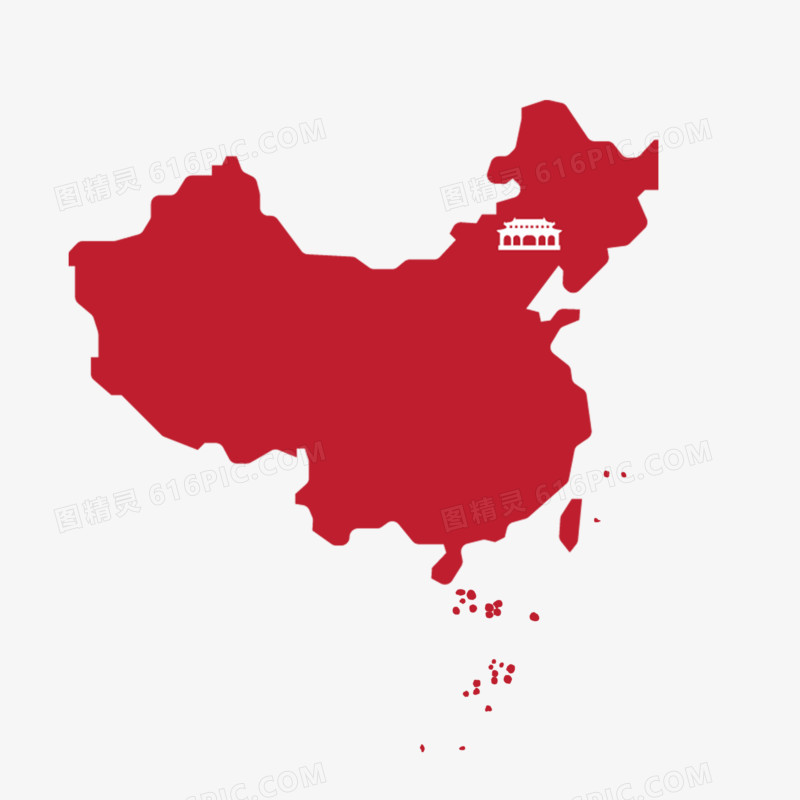 红色中国地图手绘设计