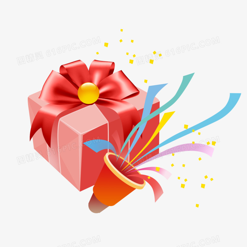 扁平化礼物盒红色幸运的大礼盒彩带