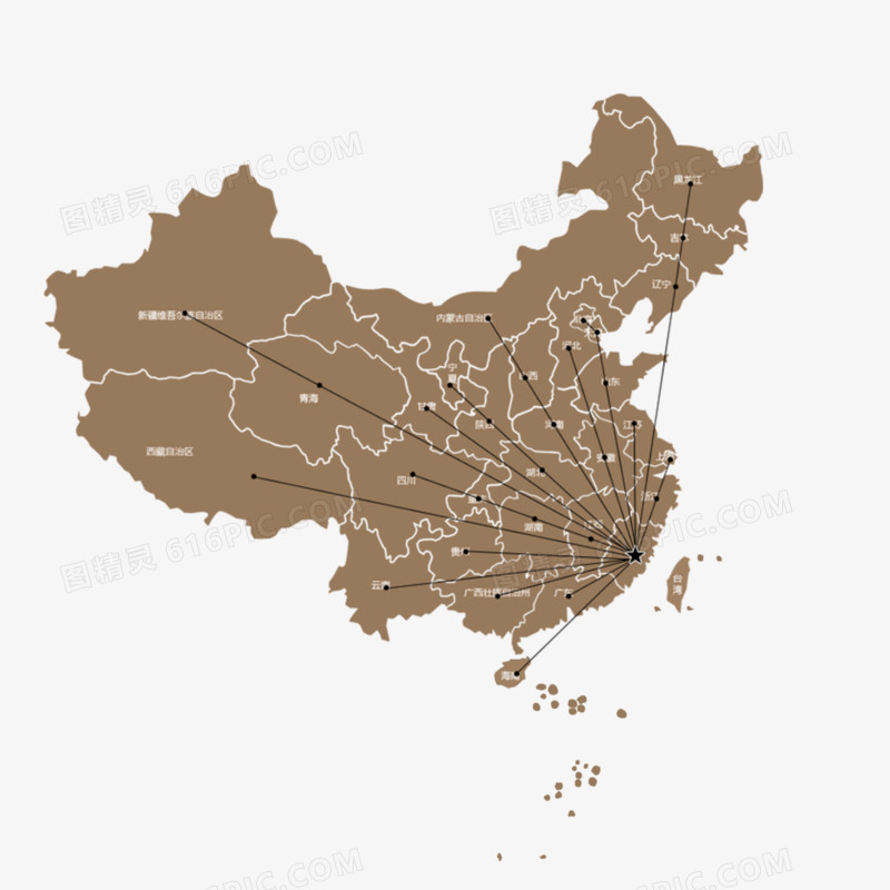 褐色中国地图手绘设计