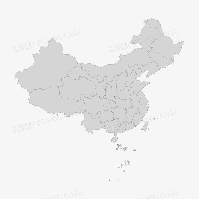 灰色中国地图手绘设计