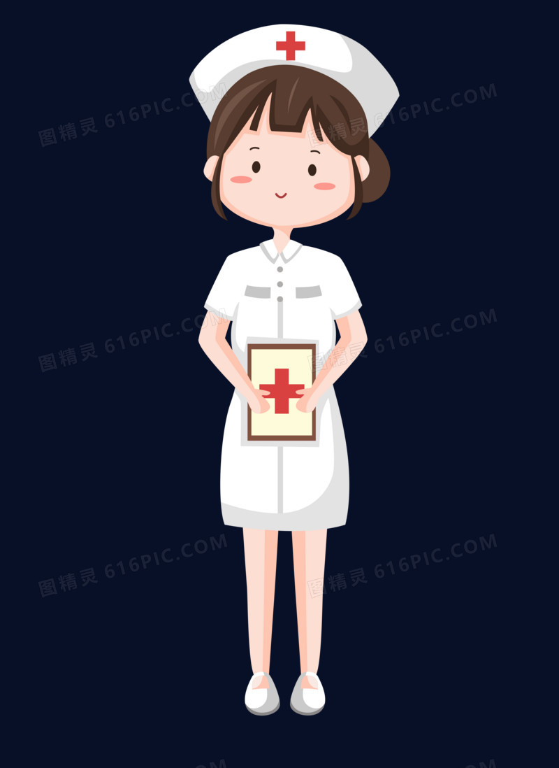 手绘卡通医院里的女护士
