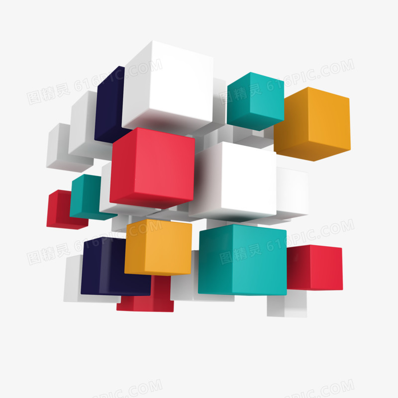 立体魔方漂浮元素立方块立方体商务 