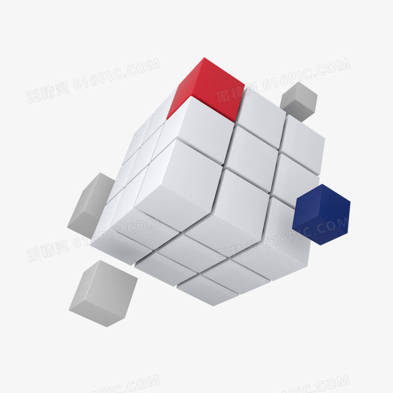 魔方漂浮元素立方块立方体商务魔方立体