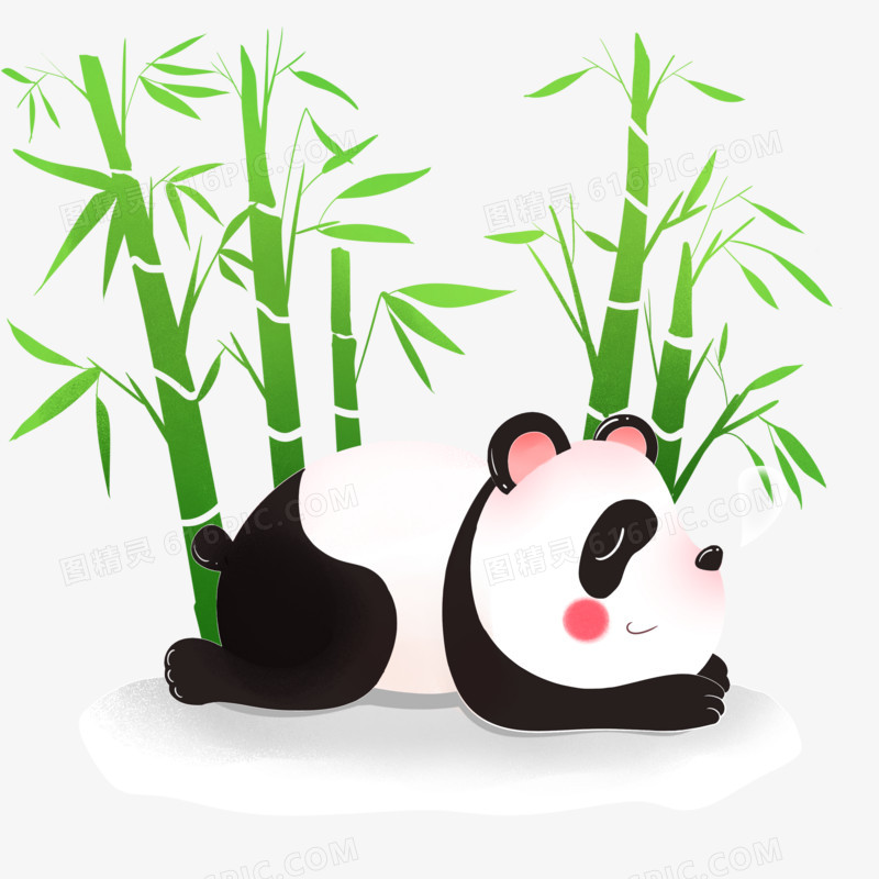 手绘睡着的熊猫插画元素
