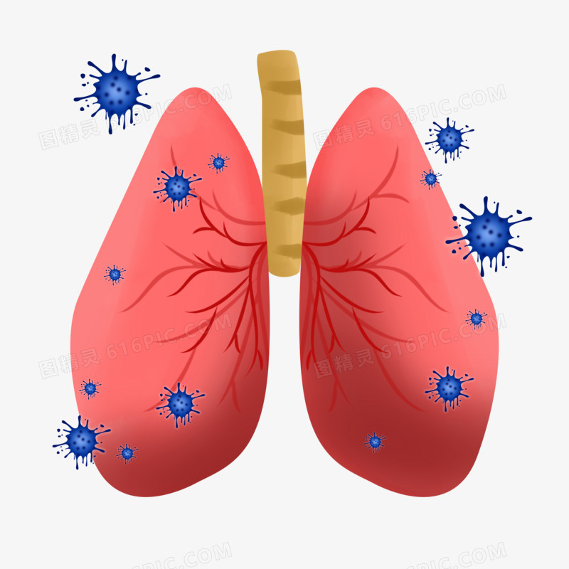 肺炎之手绘卡通在肺里的细菌