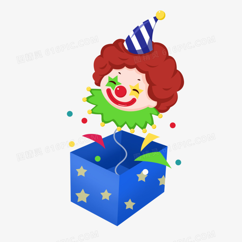 愚人节之手绘卡通从礼盒里变出来的小丑