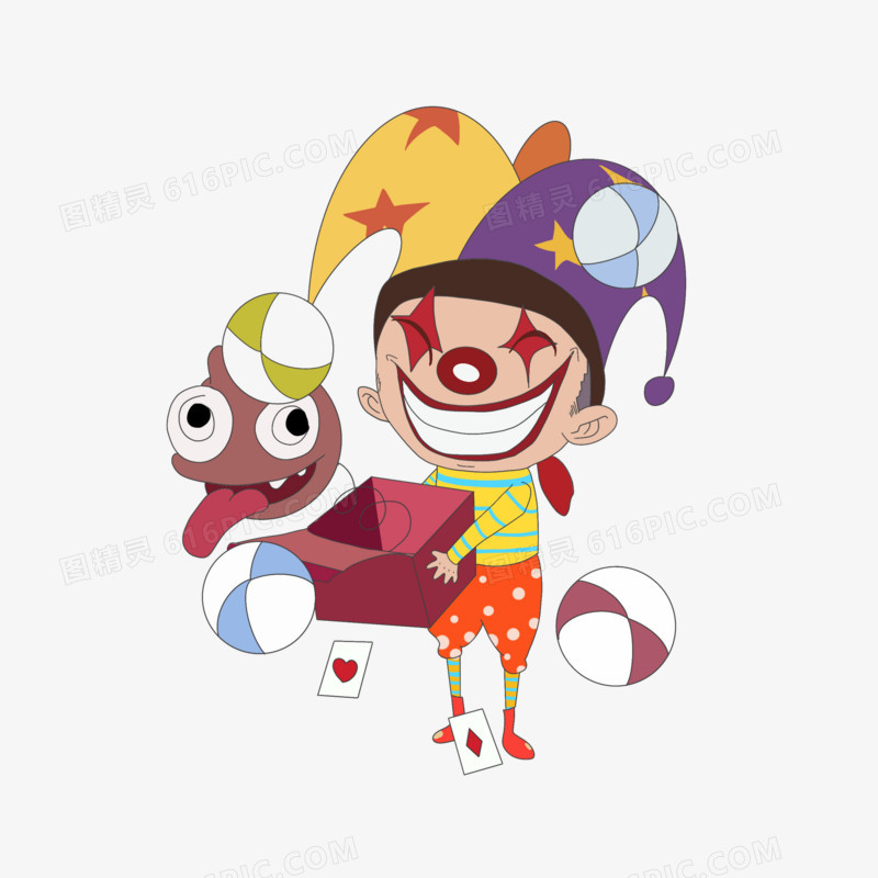 小丑礼帽帽子快乐愚人节服装气球礼物色彩