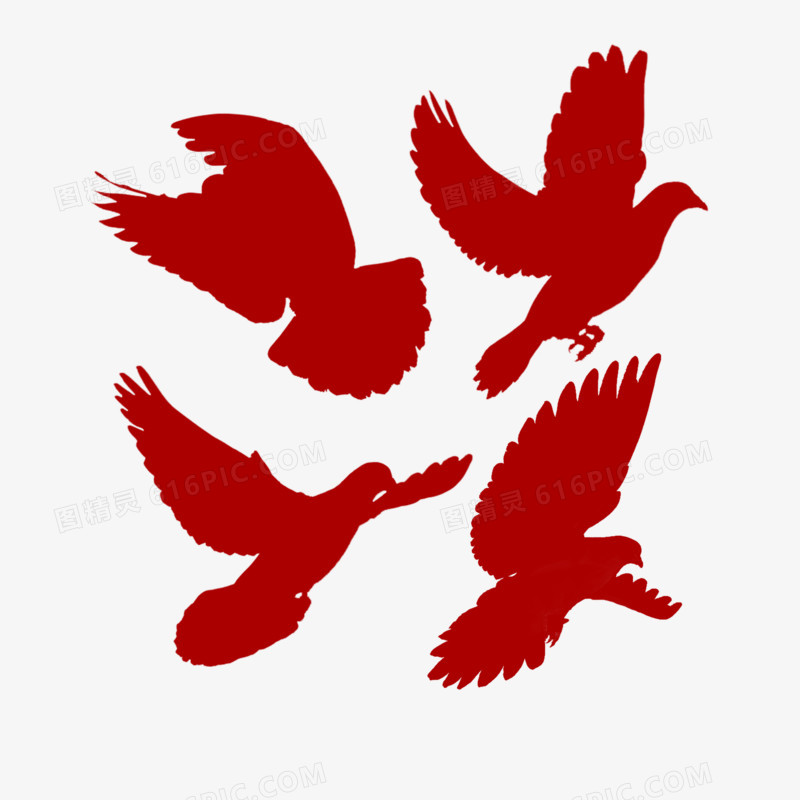 红色飞翔的和平鸽