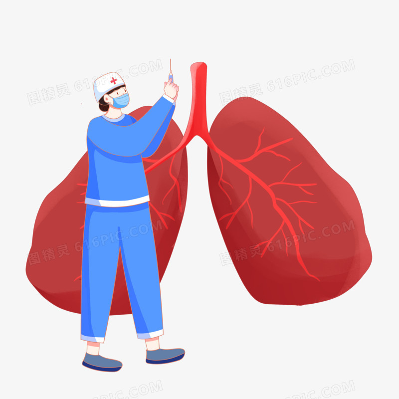 冠状肺炎之护士和肺的主题元素