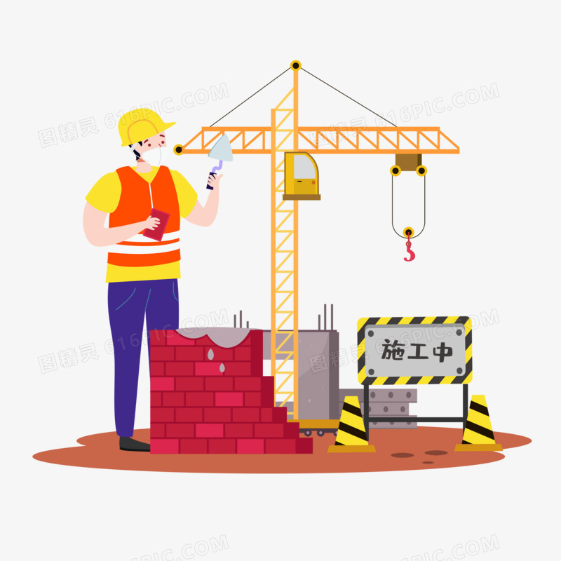 工地工人施工砌砖