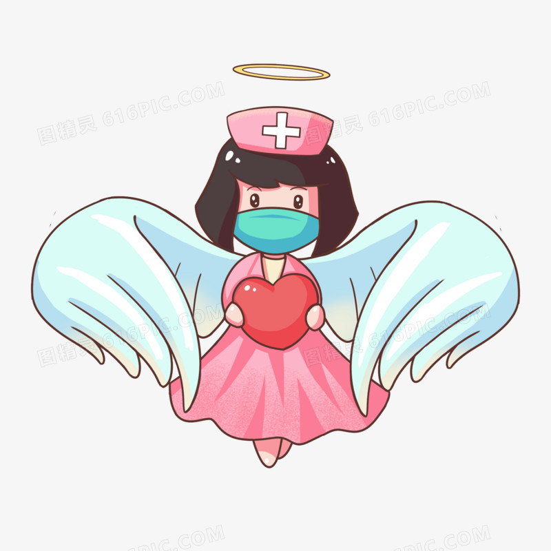 抗疫病毒护士天使卡通人物形象