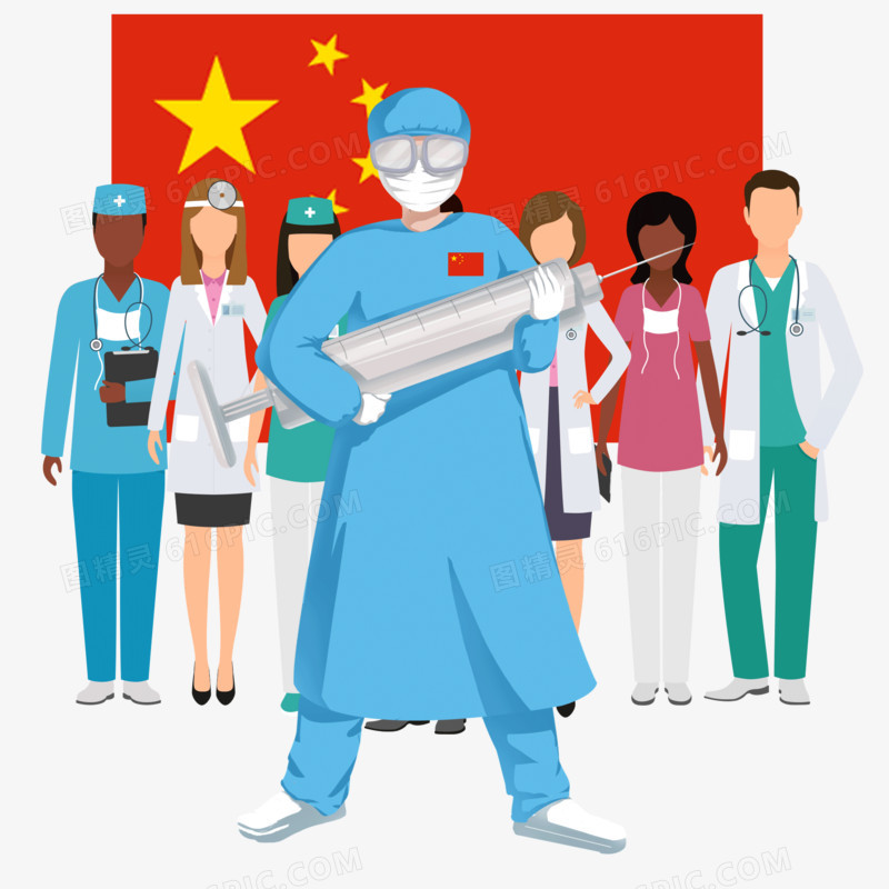 中国医疗人员支援世界各地疫区卡通形象