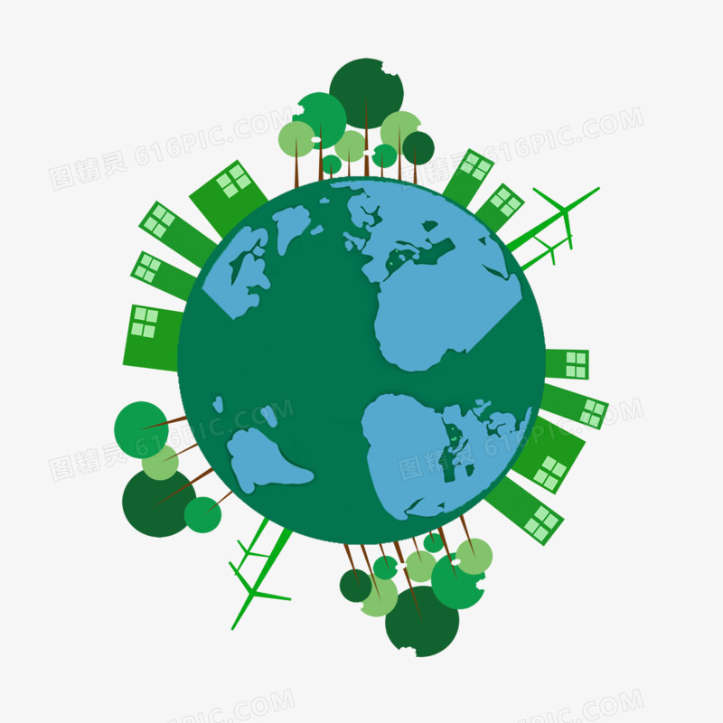 卡通世界地球日环保元素