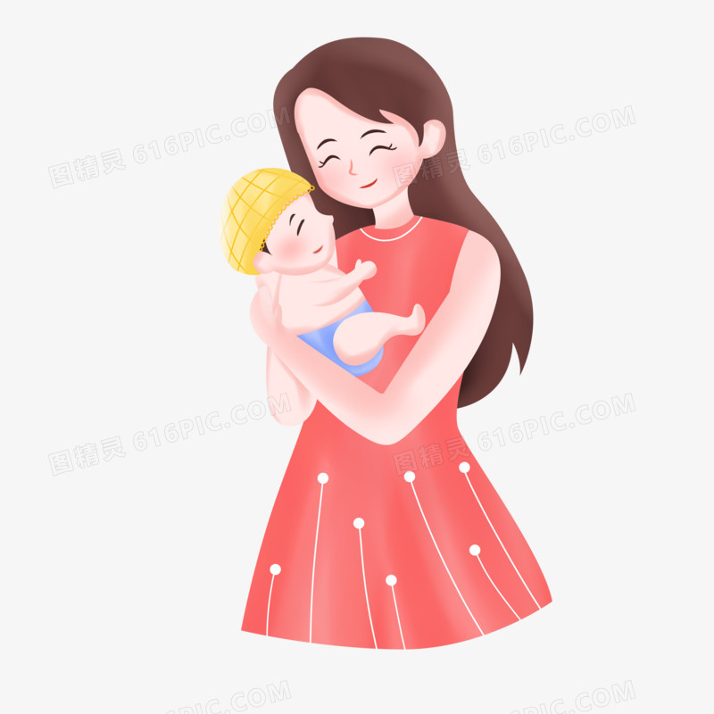 母亲节之手绘母亲抱着小婴儿