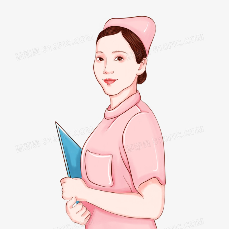 手绘女护士形象半身像免扣元素
