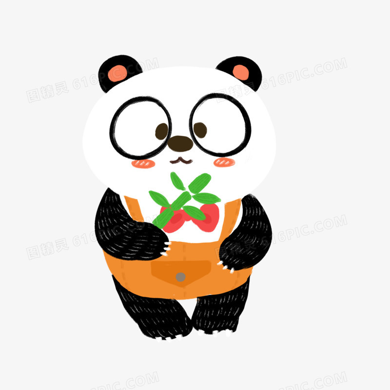 插画风吃竹子的小熊猫素材