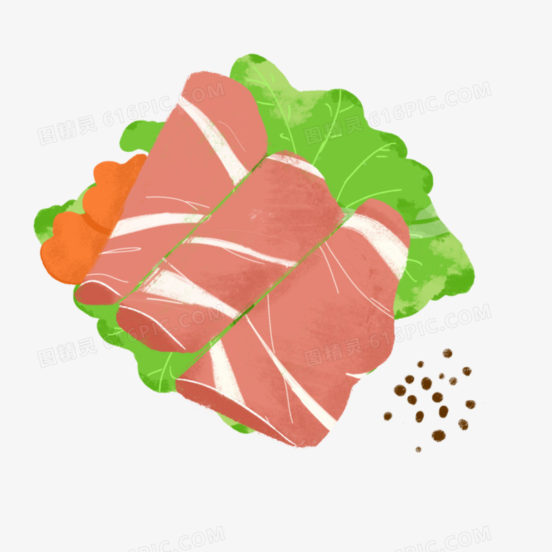 手绘美食蔬菜肉插画