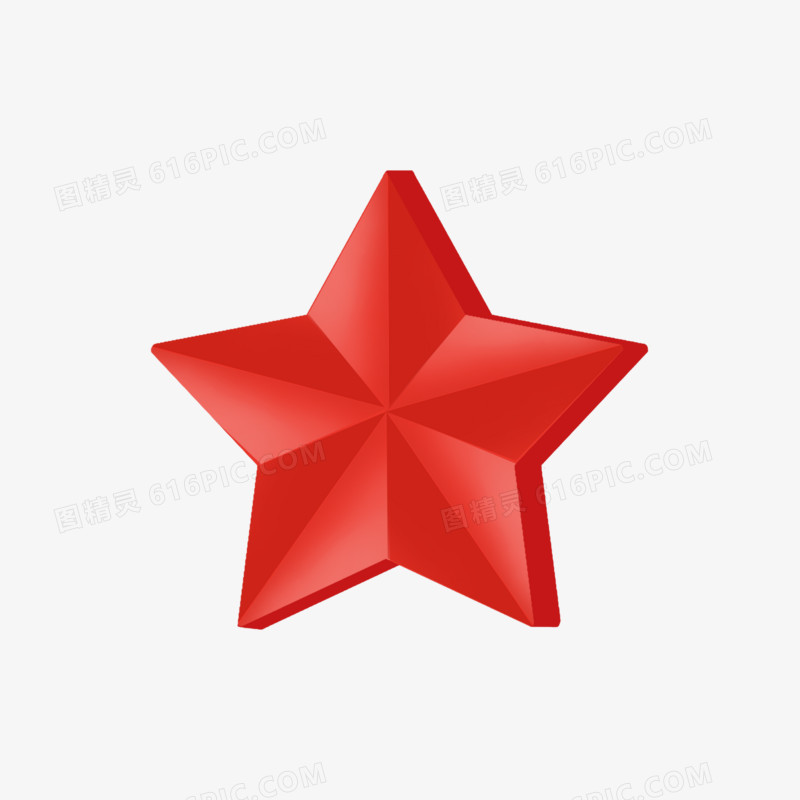红色立体五角星元素