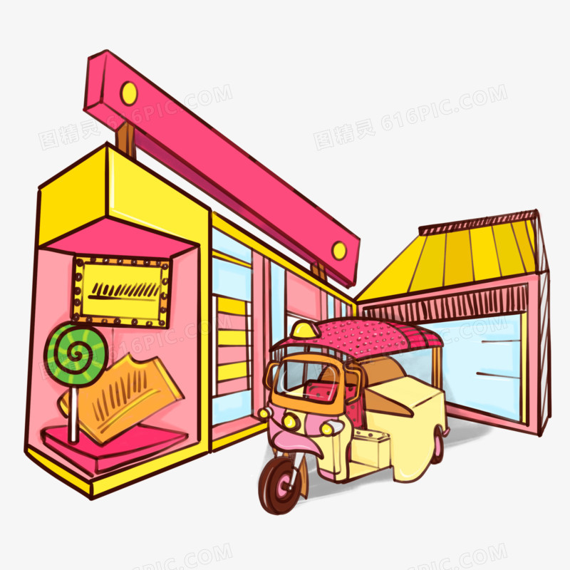 街边甜品店立体建筑元素