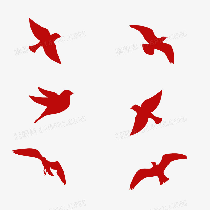 红色和平鸽剪影元素